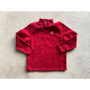 Lauren Ralph Lauren Womens Petite Large Red Fleece Jacket Embroidered Crest